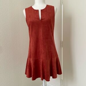 BCBG Maxazria “Adelene” Faux Suede Dress in Rust Size XS.